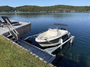 Log cabin with pool, sauna and boat by Torreby Castle