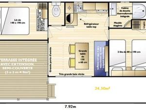Campings Mobil-home confortable pour 4 avec terrasse - API-1-52-468 : photos des chambres