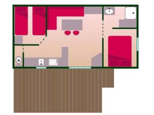 Campings Mobil home confortable pour 5 pers, terrasse, cuisine equipee - API-1-52-424 : photos des chambres