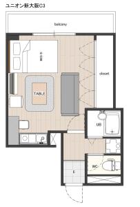 C3 Guest House ユニオン新大阪,新大阪,十三,梅田近く 長期滞在にも最適