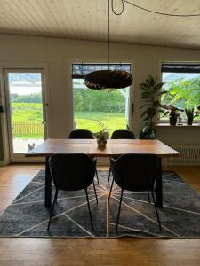 House in beautiful nature with field view