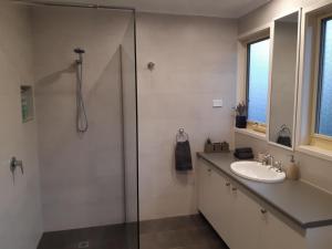 Holiday house among native trees overlooking wetlands