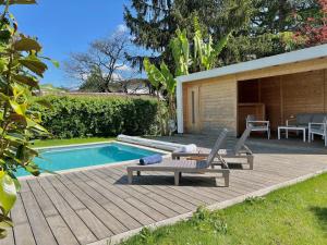 Maisons de vacances Elegante villa en pierre pres de Saint-Emilion : photos des chambres