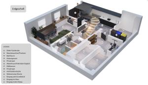 HOUSE 756 MAINZ - DESIGN-FERIENHAUS, 4 Schlafzimmer, 3 Bäder, SAUNA & Kamin & Outdoorküche
