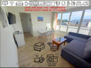 Appartements T3 57m2 avec balcon proche gare SNCF - WIFI, Netflix, cafe et the offerts : Appartement 2 Chambres