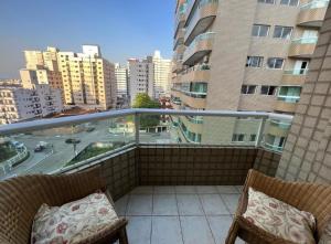 Apartamento na Praia Grande Vista ao Mar 1 quarto 100m da Areia
