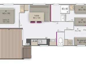 Mobil home confortable avec terrasse - 3 chambres pour 6 personnes - API-1-52-772