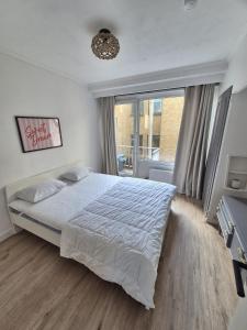 Vernieuwd 1-slaapkamer appartement, frontaal zeezicht met terras