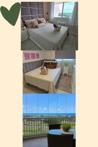 2 qrts Barra varanda vista pro mar, ar condicionado, estacionamento privativo, parquinho, piscina infantil e adulto, cozinha completa, portaria 24hrs, indicado pra família c crianças, grupos, casais e hospedes a trabalho