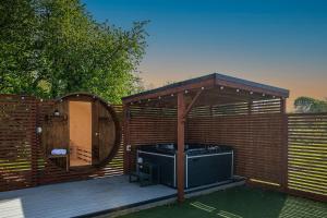 Pen y coed with hot tub and sauna surrounded by countryside views