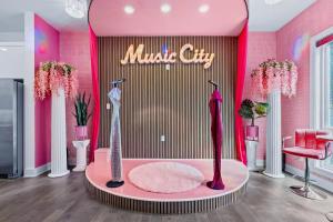 Pink Honky-Tonk Karaoke Stage, Pink Glam & Bar