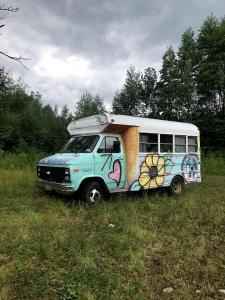 Vintage Short Bus Vacation Rental Nestled in the Forest near North Conway, New Hampshire