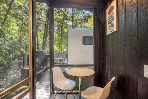 Secluded Modern Tiny House with Wood-Fired Hot Tub Near Trails in Sears, Michigan
