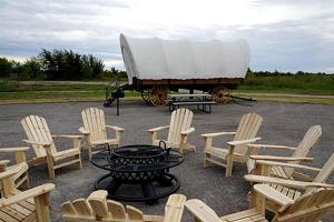 Perfect Glamping Vacations in this Rustic Conestoga Covered Wagon Rental in Oklahoma