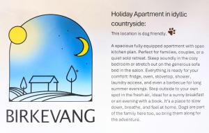 Birkevang holiday apartment in idyllic countryside