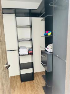 Modern apartment with a view of volcanoes