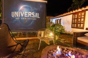 Exclusiva cabaña con tina en piedra, fogata y cine