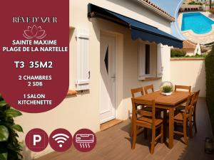 T3 de 35m2, plage à pied, piscine partagée, BBQ, parking, Wifi, 2 chambres 2 salles de bain, résidence le Rêve DAzur