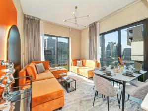 Binghatti Canal 2 Bedroom Suite with Burj Khalifa View, Spacious Balcony, and Infinity Pool