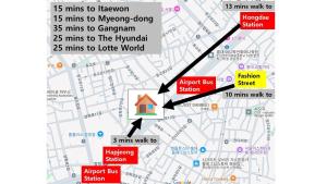 Two rooms 2F, 3mins Hapjeong Station, 4beds