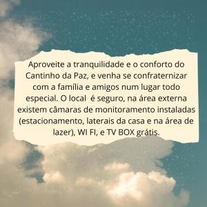 Casa Cantinho da Paz, seu lazer completo, churrasqueira, piscina e muita tranquilidade