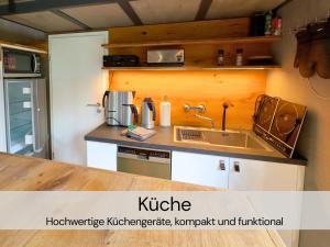 TinyHousebeiDresden mit Faßsauna unser größtes winziges Häuschen für bis zu 7 Personen, Kaminofen, große Terrasse - Nähe Sächsische Schweiz - Von Juni - September Mindestmietzeit 1 Woche Sa-Sa