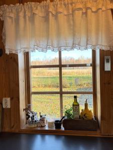 Mysig timmerstuga vid sjön Björken