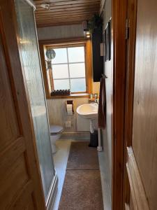 Mysig timmerstuga vid sjön Björken