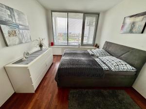 Three towers with parking