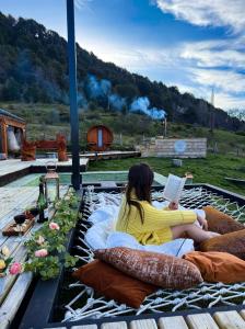 Confortable refugio de monataña con vista al Volcan