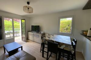 Bright cocoon with garden near the sea