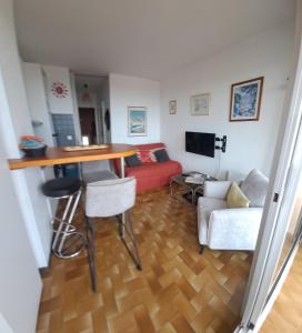 Barcarès plage en face au village studio rénové 2-4 couchages parking vue mer splendide