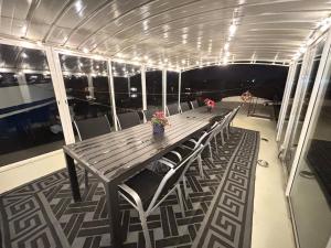 Large barge, unique and atypical, parking