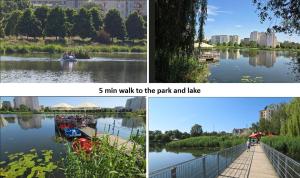 Premium Apartment up to 5p, 15 min to City Center, Tree VIEW, 5 min walk to 2 lakes with attractions, VR Googles, LED FIREPLACE, NEW