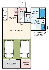 Sun生A号棟102室 直达关西机场 电梯公寓 采光良好 仅2站到难波 直达梅田心斋桥天王寺 附带私人厨房