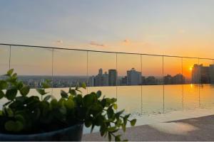 Flat de luxo piscina rooftop e vista para o parque