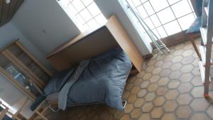 Apartment with a fireplace