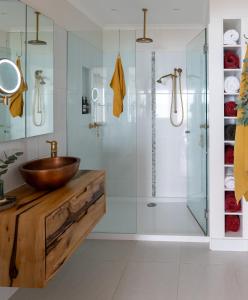 Aqua and Ember Beach front with pool and spa and wood fires