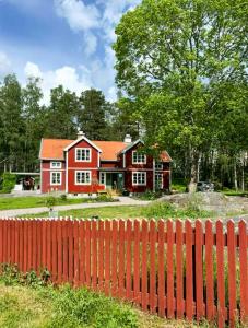 Red Big House With Pool Near Uppsala