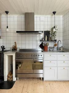 Red Big House With Pool Near Uppsala