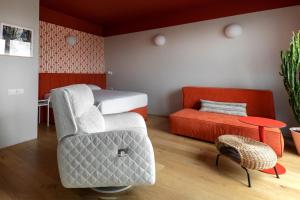 Japandi red apartment in new building