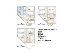 INDIGO HOUSE 3-story House, 4BR 8 Beds, Family Friends Welcome - Shinjuku Disney東京ディズニーリゾート