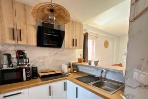 Stylish flat swimming pool parking near the beach