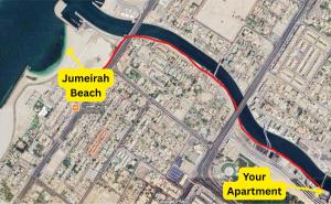 Luxury 1 Bedroom Canalfront Apartment with Burj Khalifa Views from Resort-Style Pool - Walk to Jumeirah Beach