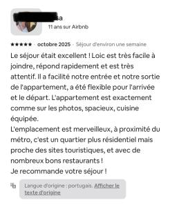 Loft Parisien pour 4 personnes , prestataire de ménage changé depuis le 10 octobre 2025