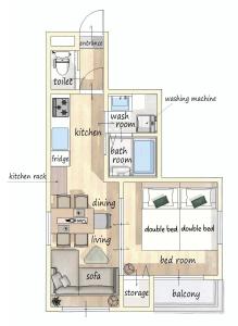 Nagoya Sta 14 min Up to 7 2 Beds and Sofa Bed