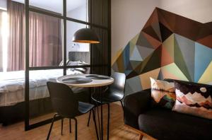 Studio apartment with a movie theater