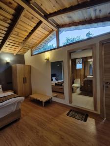 The woodpecker nest by lake & woods