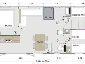 Mobil-home 6 pers. - Terrasse au Camping Saint-Gérons - API-1-52-1317