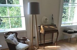 Luxurious tranquil large bedroom suite in interior designed Georgian Townhouse